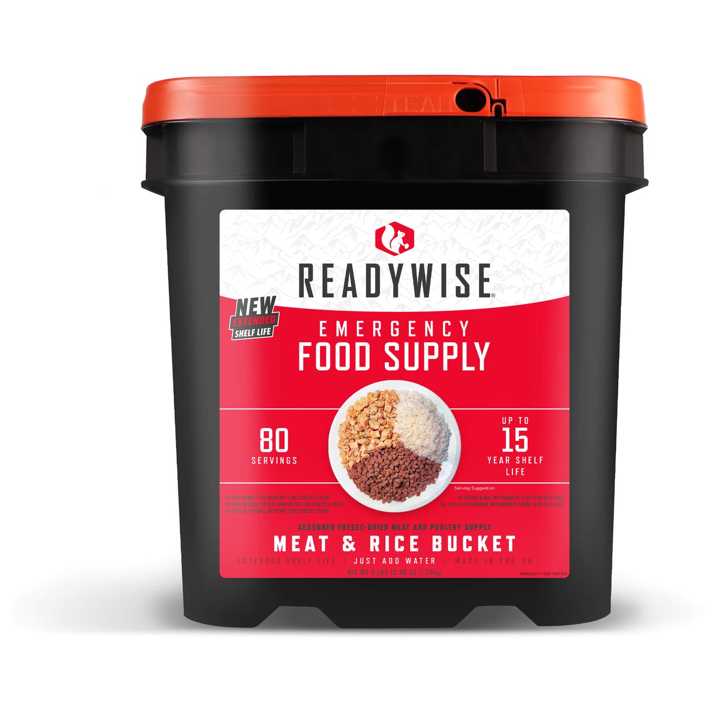 80 Serving Meat & Rice Bucket, Freeze Dried, Up To 15 Years