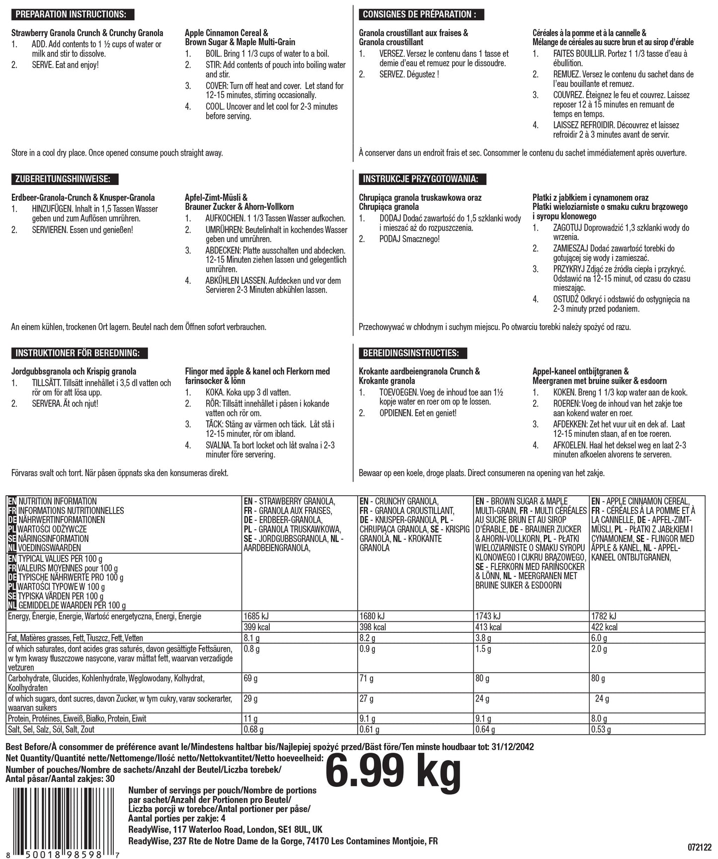 2160 Serving Package of Long Term Emergency Food Supply
