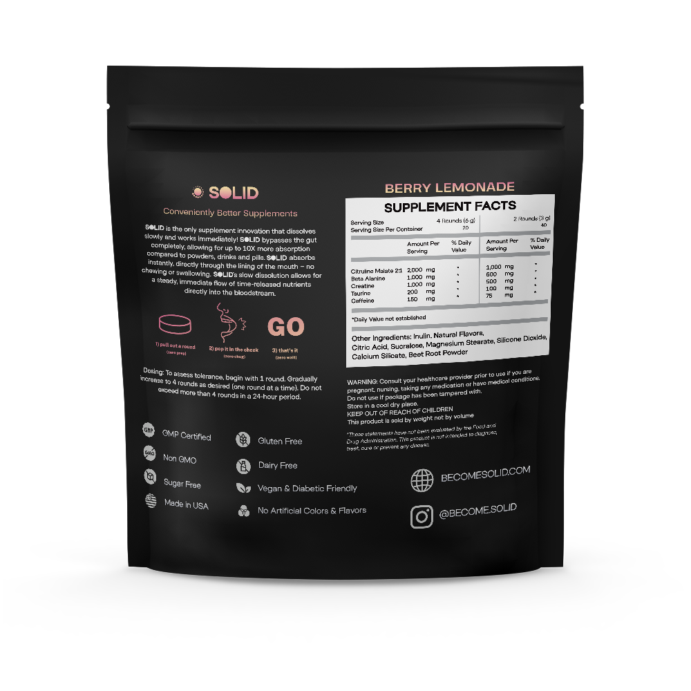 SOLID Pre-workout Mints & Sours | 80 Dissolvable Rounds