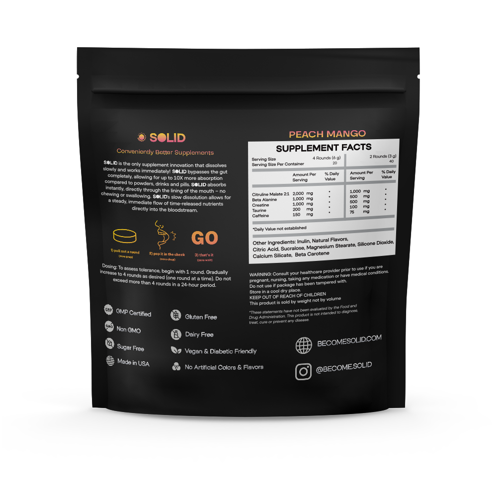 SOLID Pre-workout Mints & Sours | 80 Dissolvable Rounds