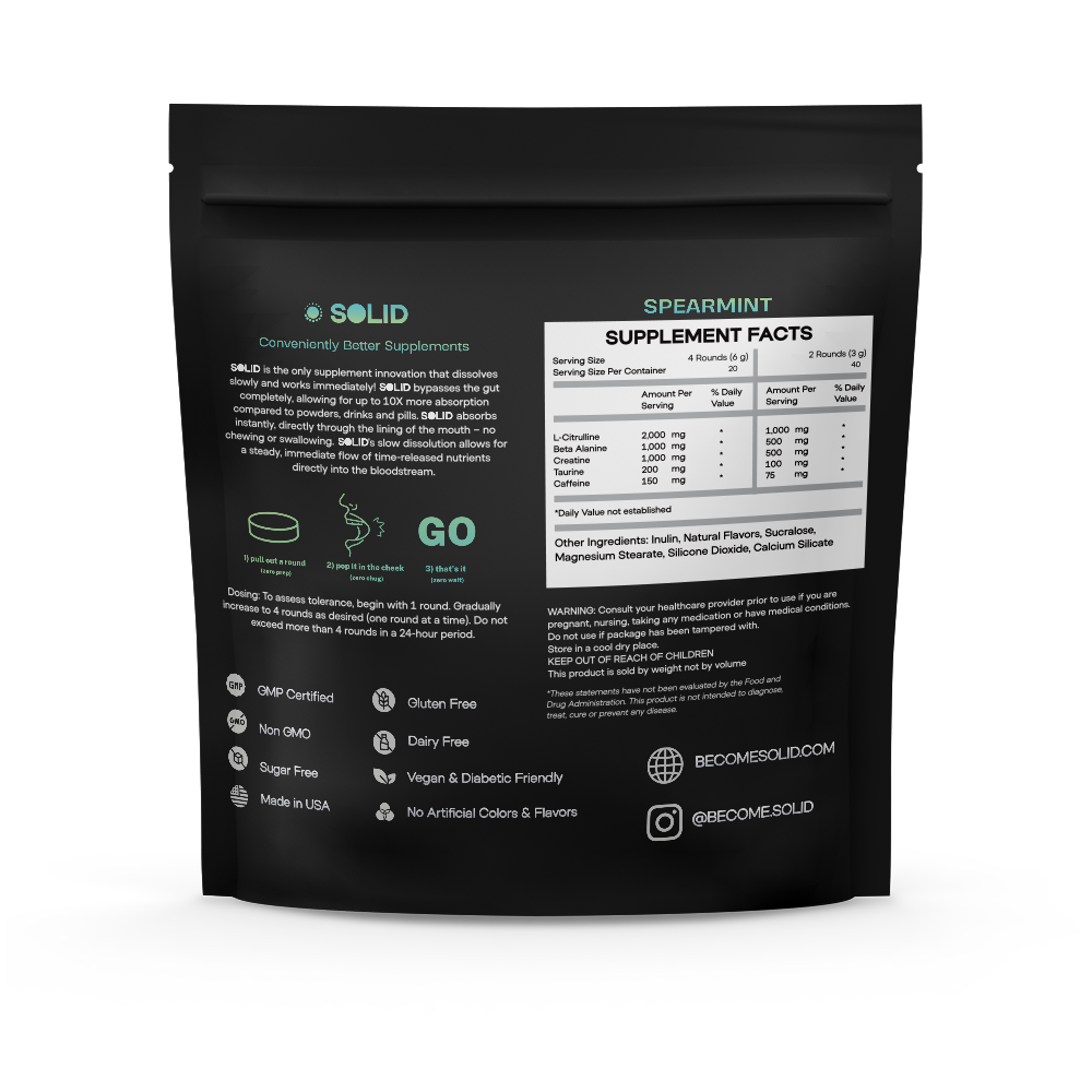 SOLID Pre-workout Mints & Sours | 80 Dissolvable Rounds