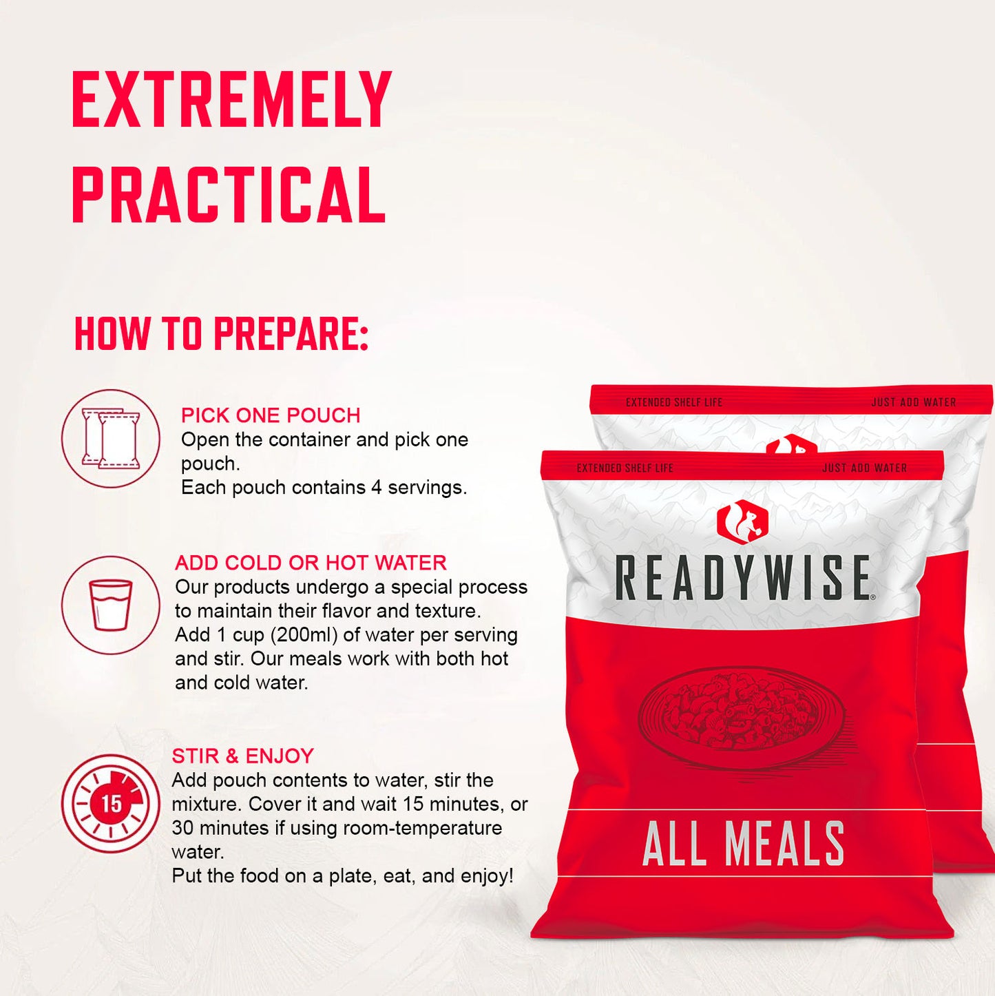 ReadyWise, 120 Porcji, Śniadanie, 4 Różne Przepisy, Granola, Musli I Truskawki, Kubełek Grab & Go, Liofilizowane, Do 25 Lat Trwałości, Żywność Awaryjna