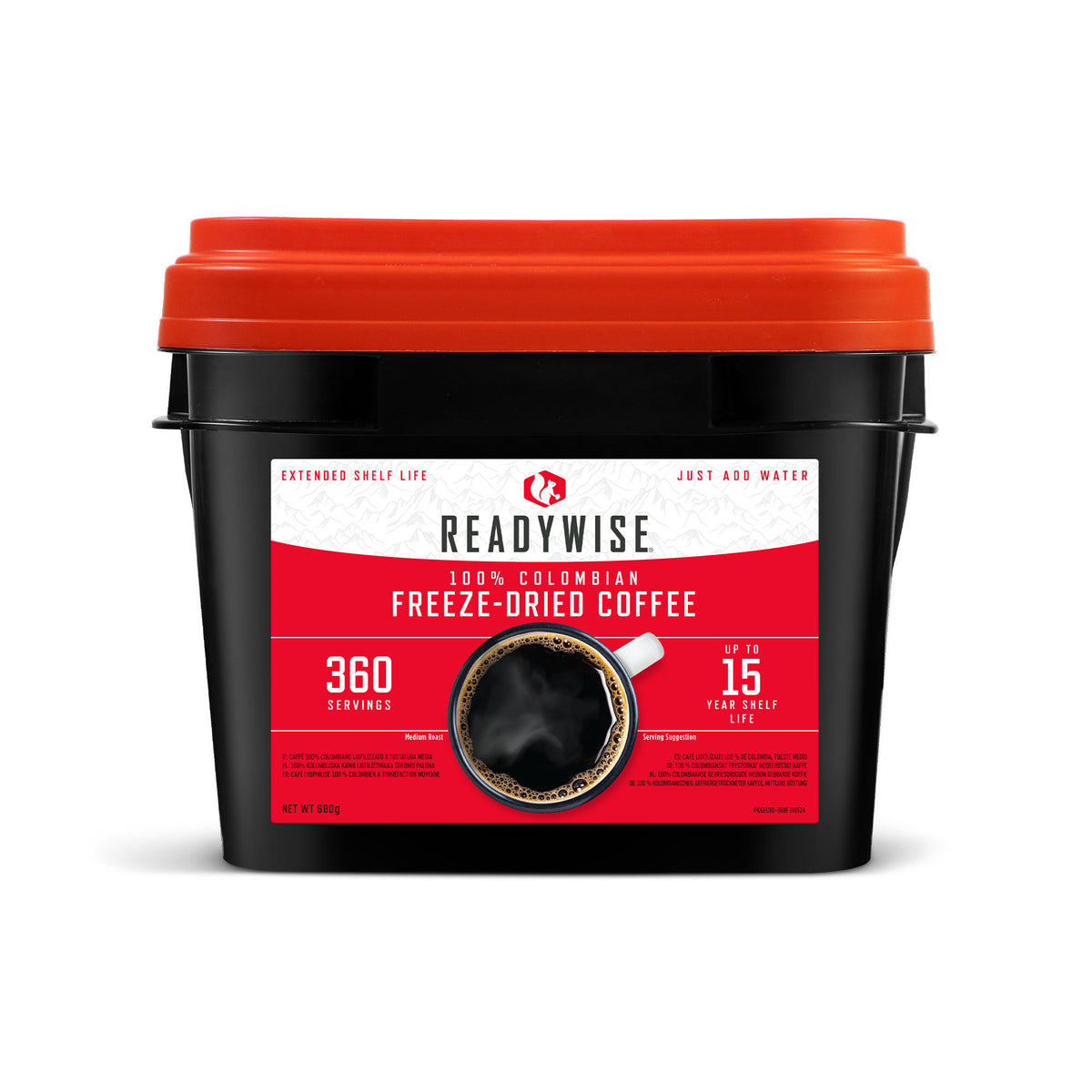 360 Serving Coffee Bucket Freeze Dried Up To Shelf Life Emergency Food