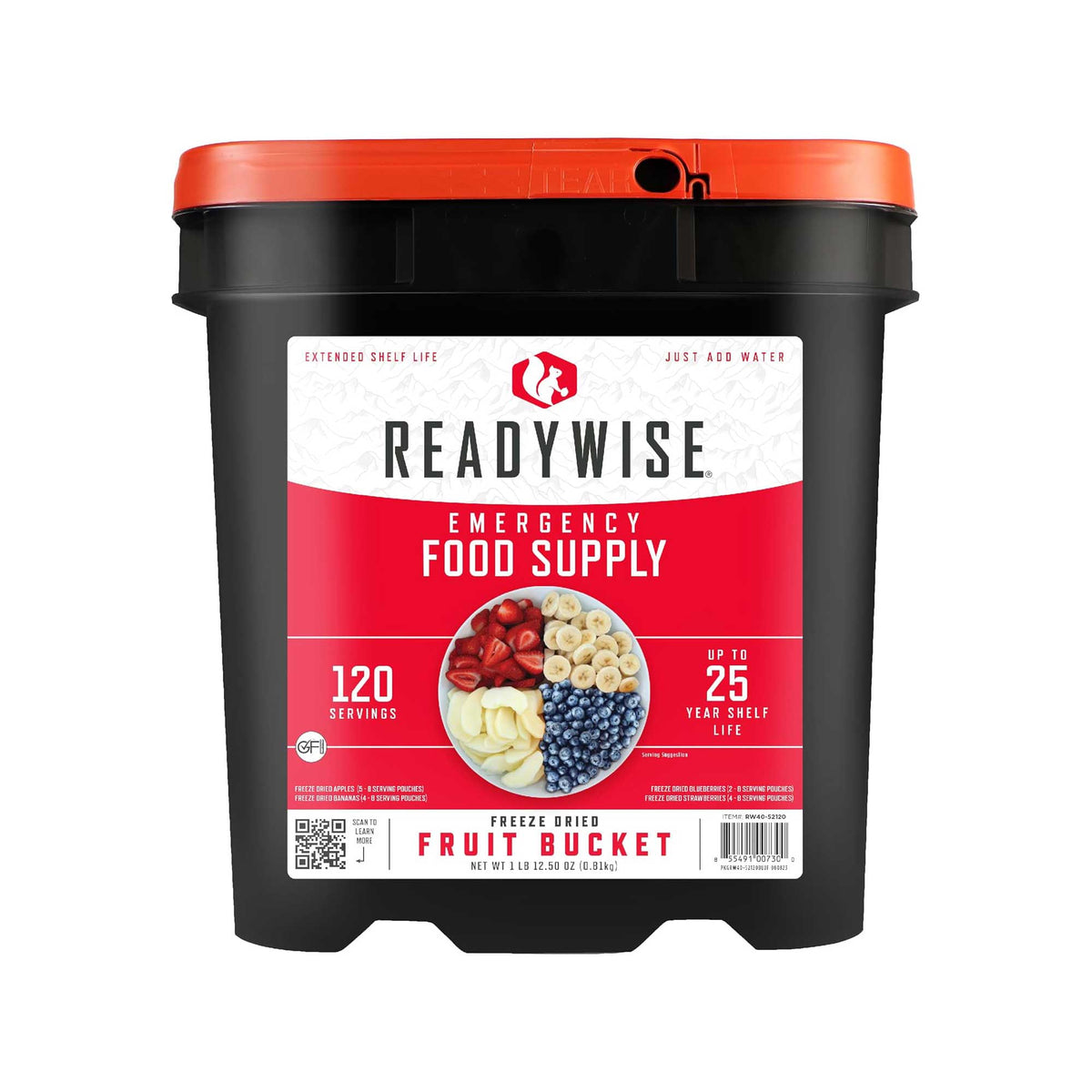 120 Serving Freeze Dried Fruit Bucket Up to 25 Years