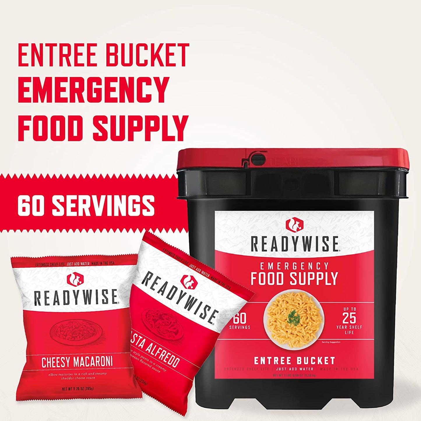 Freeze-Dried Emergency Food Supply Entree Variety Pack - 60 Servings