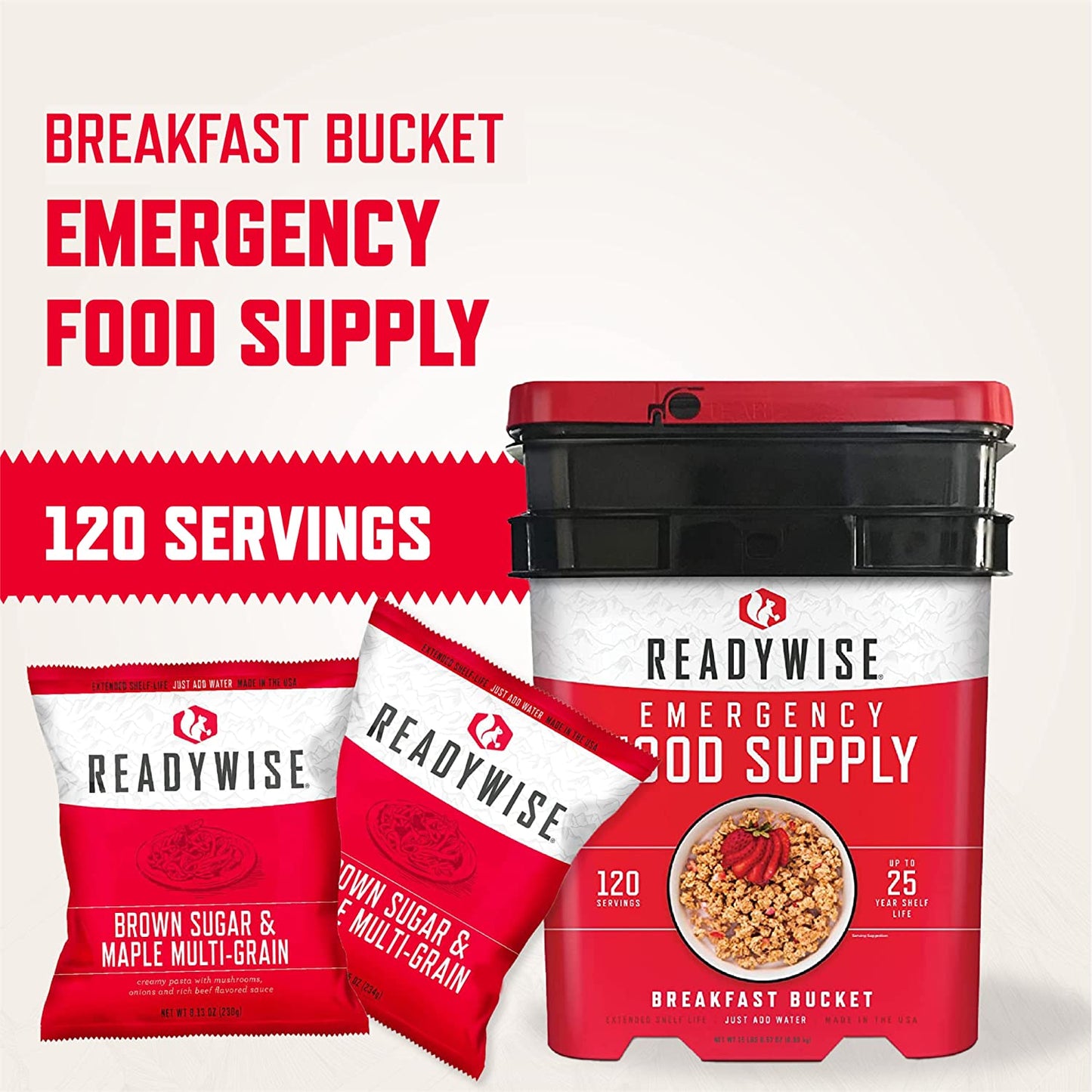 Freeze-Dried Emergency Food Supply Breakfast Variety Pack - 120 Servings